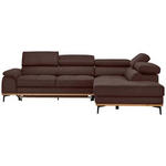 ECKSOFA in Lederlook Mokka  - Schwarz/Mokka, Natur, Holz/Textil (282/226cm) - Novel