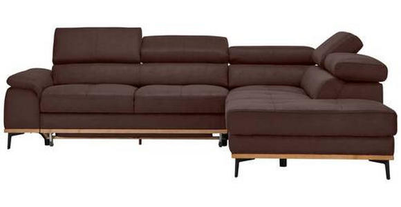 ECKSOFA in Lederlook Mokka 282/226 cm - Schwarz/Mokka, Natur, Holz/Textil (282/226cm) - Novel