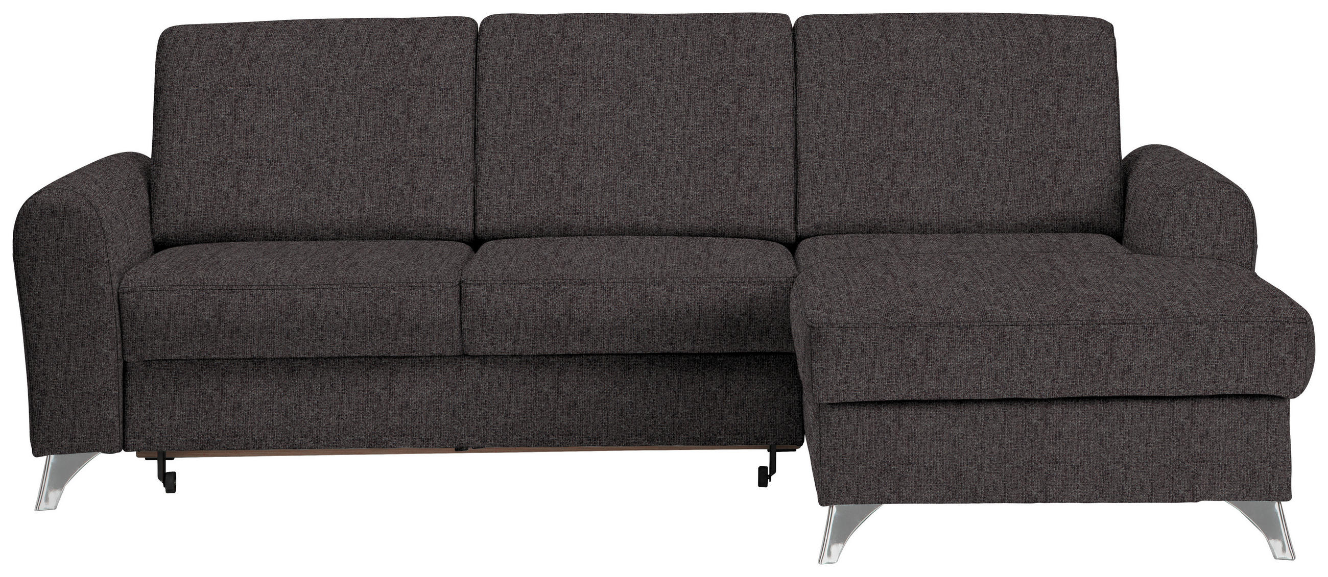 ECKSOFA Dunkelbraun Flachgewebe  - Dunkelbraun/Silberfarben, Design, Textil/Metall (244/167cm) - Cantus
