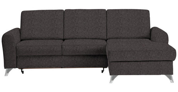 ECKSOFA Dunkelbraun Flachgewebe  - Dunkelbraun/Silberfarben, Design, Textil/Metall (244/167cm) - Cantus