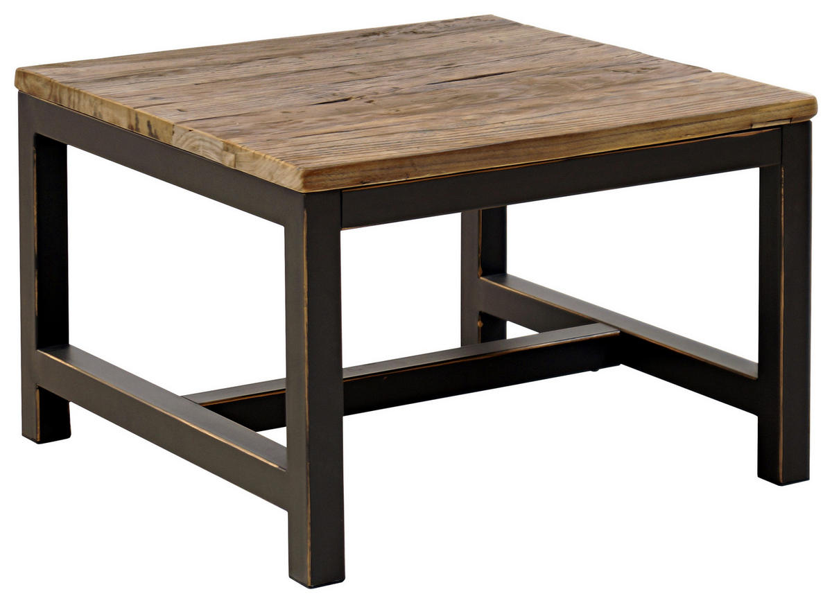 BEISTELLTISCH 60/60/40 cm Ulme massiv Braun, Dunkelgrau  - Dunkelgrau/Braun, Trend, Holz/Metall (60/60/40cm) - Livetastic