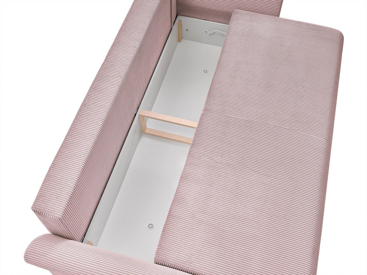 SCHLAFSOFA Cord Rosa  inkl. Zierkissen, Rückenkissen, Bettkasten, Schlaffunktion, Rücken echt  - Schwarz/Rosa, Design, Textil (244/88/100cm) - P & B