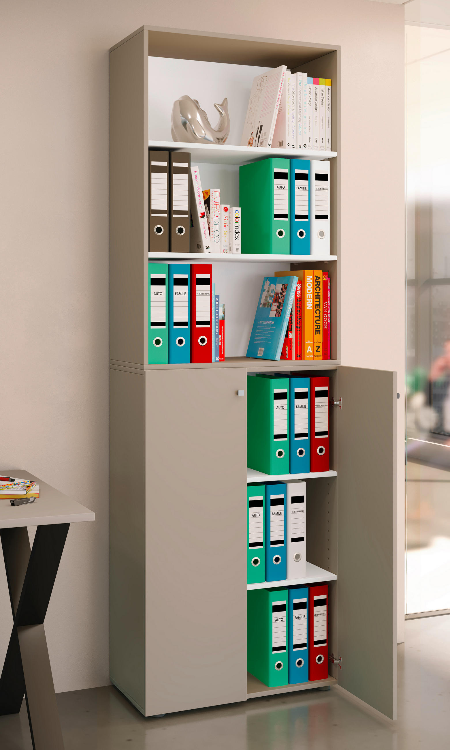 AKTENSCHRANK Grau, Weiß  - Weiß/Grau, Design, Holzwerkstoff (70/220/39cm) - MID.YOU