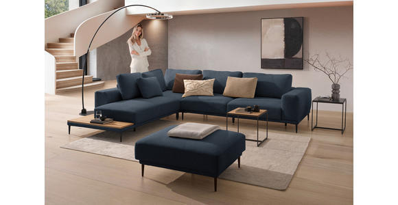 ECKSOFA  in Leinwand Blau  271/318 cm  - Blau/Schwarz, Design, Textil/Metall (271/318cm) - Belluti