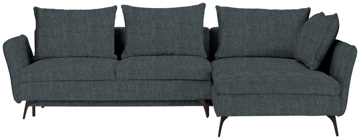 ECKSOFA in Webstoff Türkis  - Türkis/Schwarz, Design, Textil/Metall (282/182cm) - Carryhome