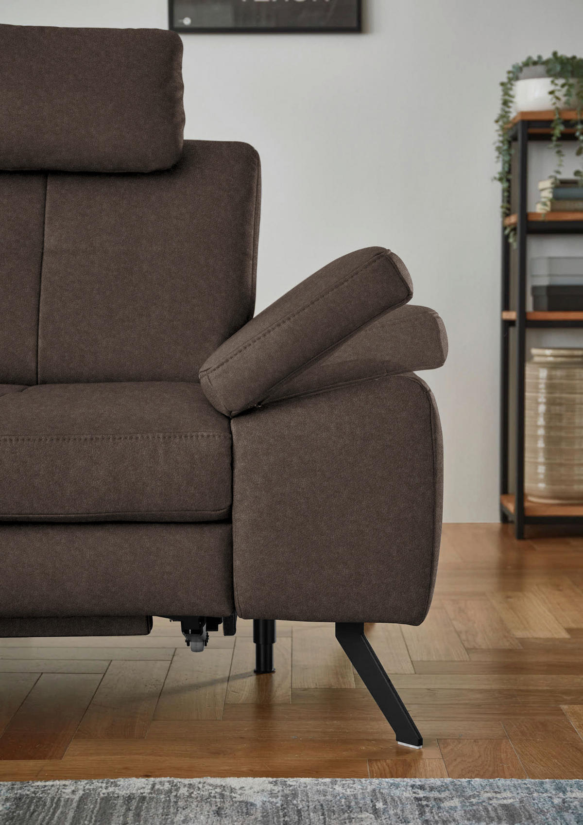 ECKSOFA in Lederlook, Mikrofaser Dunkelbraun  194/261 cm  - Dunkelbraun/Schwarz, Design, Textil/Metall (194/261cm) - Beldomo System