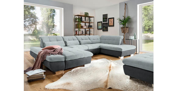 WOHNLANDSCHAFT in Mikrofaser Platinfarben  - Platinfarben/Chromfarben, Design, Kunststoff/Textil (204/350/211cm) - Xora