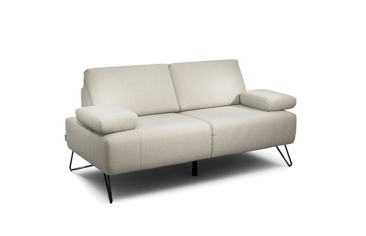 2-SITZER-SOFA in Chenille Naturfarben  - Schwarz/Naturfarben, Design, Textil/Metall (164-194/85/86-94cm) - SENSOO