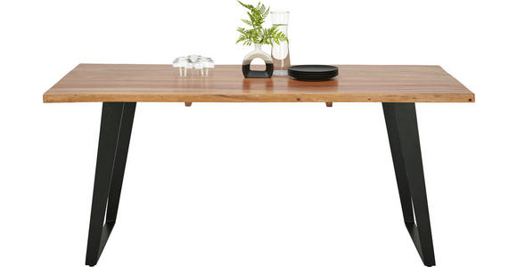 ESSTISCH in Holz, Metall 175/90/76 cm - Schwarz/Akaziefarben, KONVENTIONELL, Holz/Metall (175/90/76cm) - Ambia Home