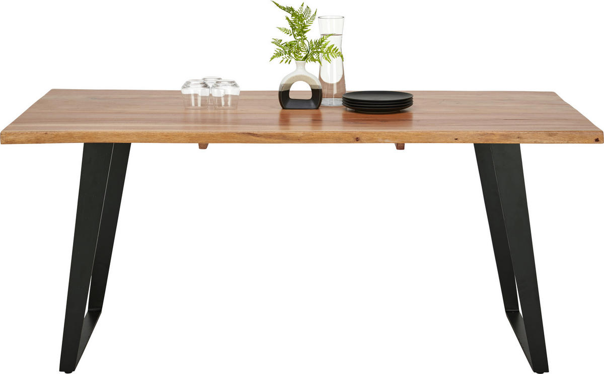 ESSTISCH in Holz, Metall 175/90/76 cm   - Schwarz/Akaziefarben, KONVENTIONELL, Holz/Metall (175/90/76cm) - Ambia Home