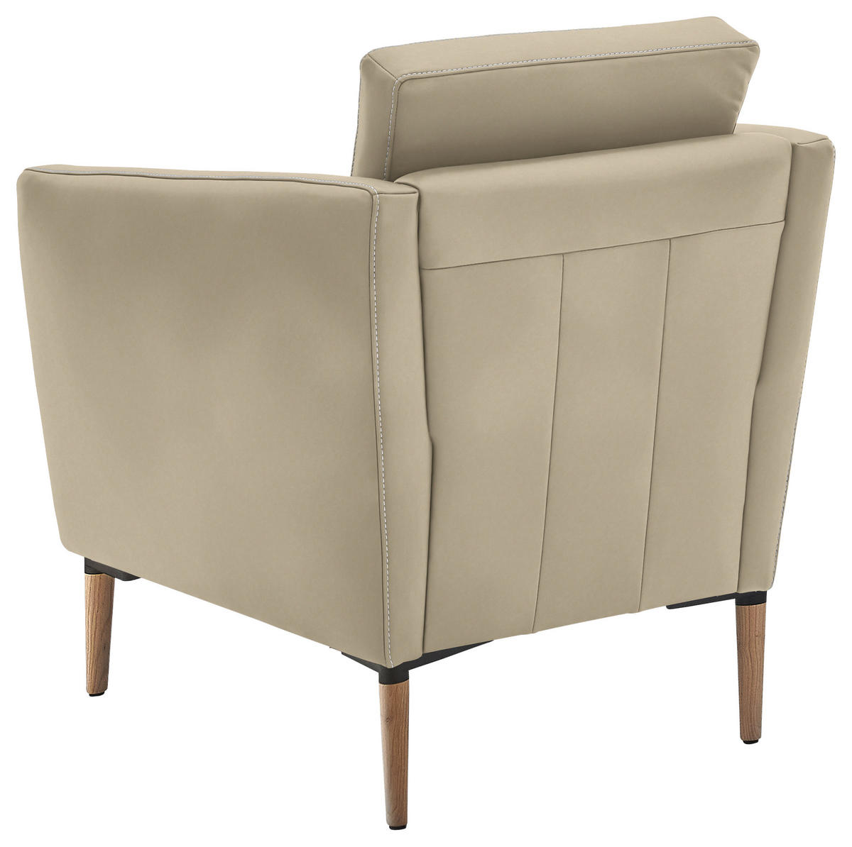 SESSEL in Echtleder Ecru  - Ecru/Eichefarben, Natur, Leder/Holz (75/84/76cm) - Valnatura