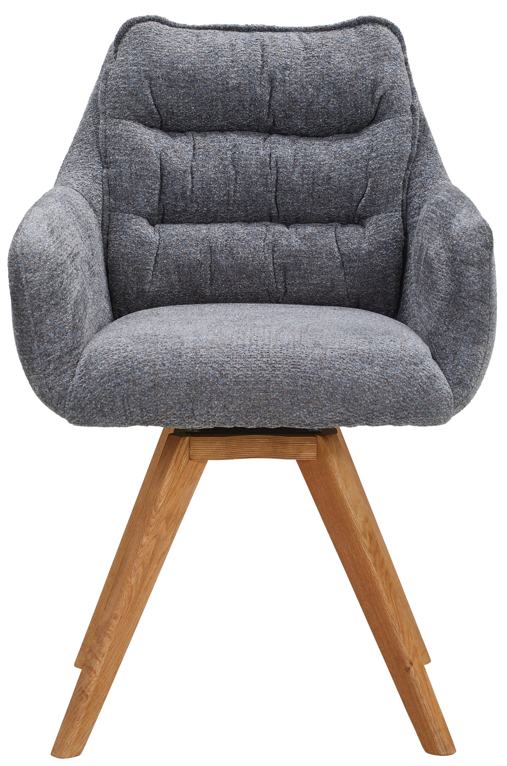 ARMLEHNSTUHL  in Chenille  - Blau/Eichefarben, KONVENTIONELL, Holz/Textil (59/86/69,5cm) - Linea Natura