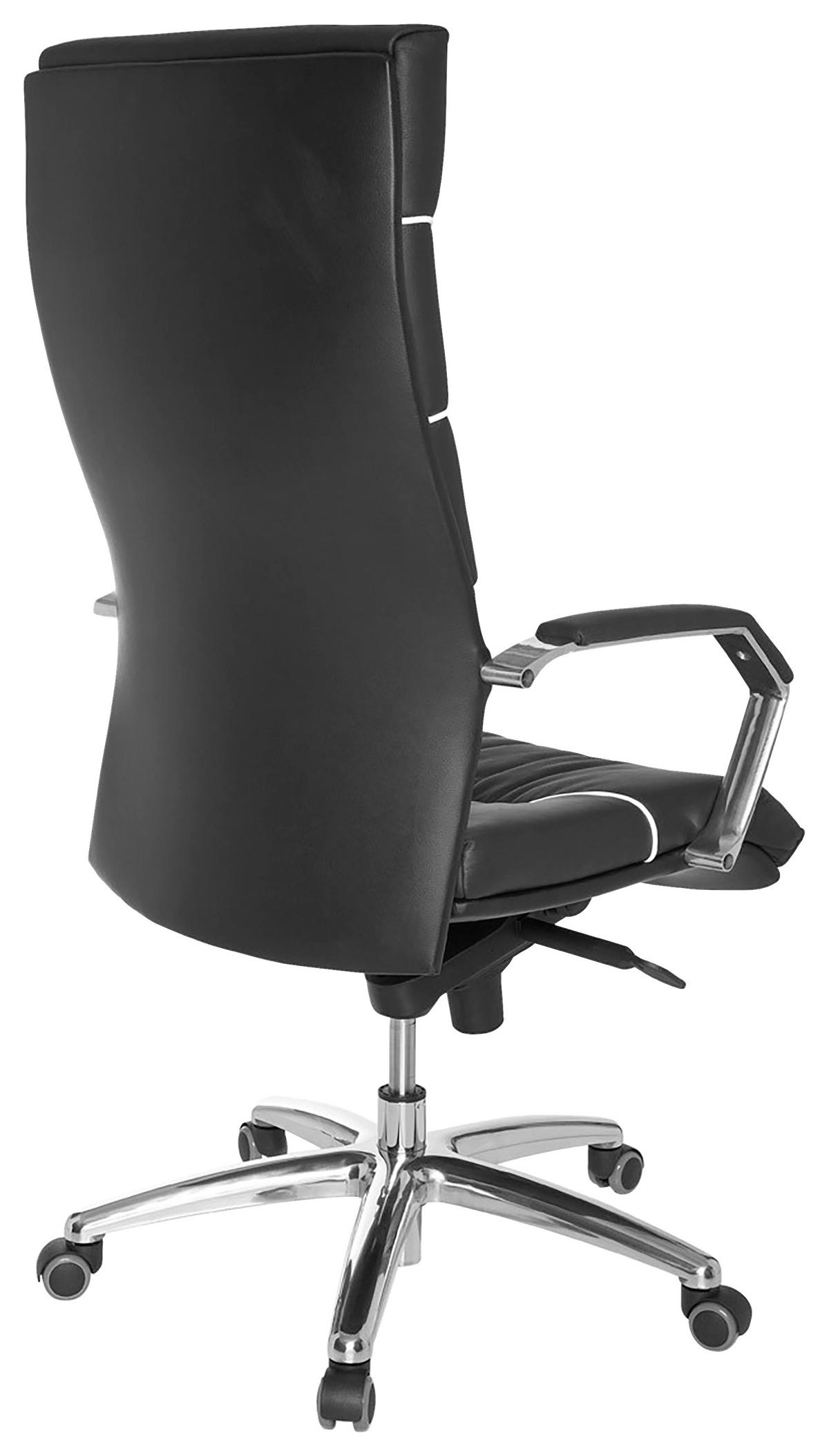 DREHSTUHL  in Lederlook Schwarz  - Chromfarben/Schwarz, Design, Leder/Kunststoff (60/126/55cm) - MID.YOU