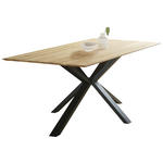 ESSTISCH Eiche massiv rechteckig Schwarz, Eichefarben  - Eichefarben/Schwarz, LIFESTYLE, Holz/Metall (180/90/75cm) - Linea Natura