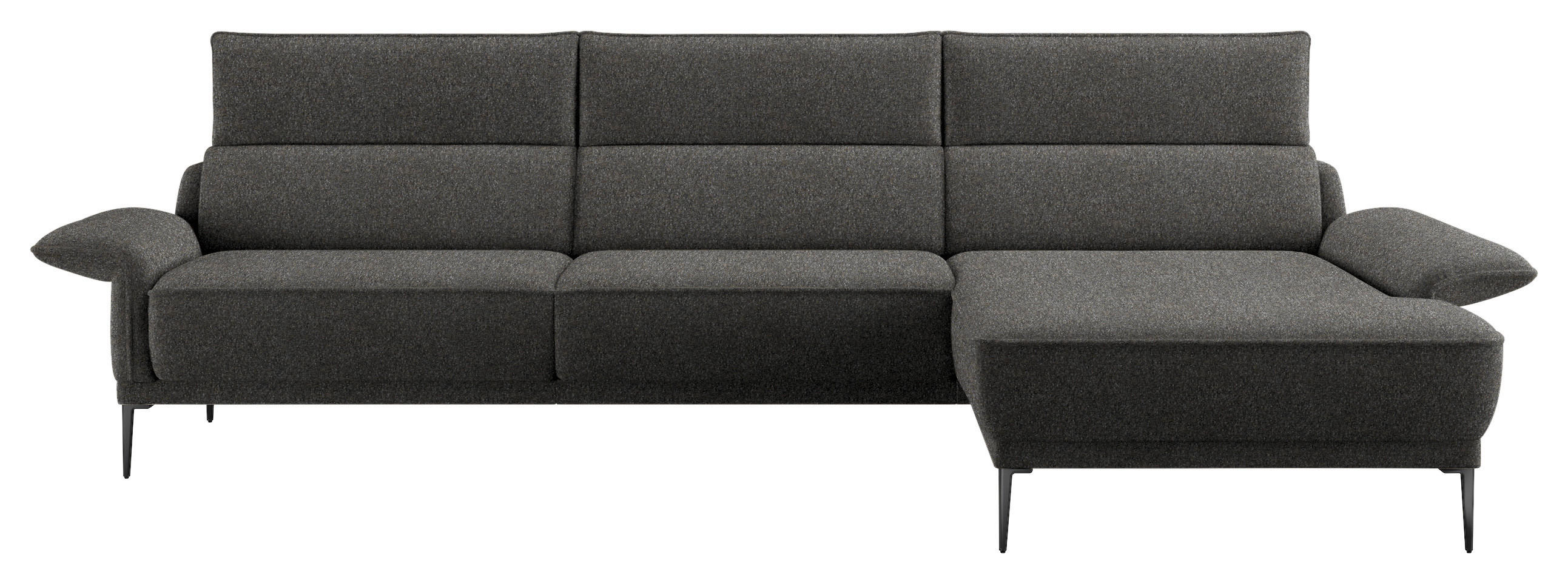 ECKSOFA in Bouclé Dunkelgrau  - Dunkelgrau/Schwarz, Design, Textil/Metall (330/186cm) - Johann Jakob