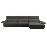 ECKSOFA in Bouclé Dunkelgrau  330/186 cm  - Dunkelgrau/Schwarz, Design, Textil/Metall (330/186cm) - Johann Jakob