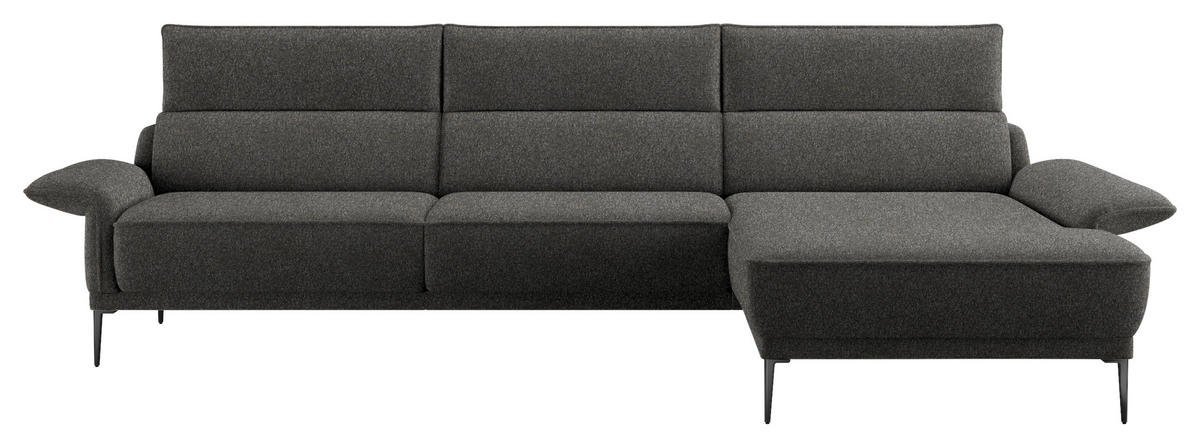 ECKSOFA in Bouclé Dunkelgrau  330/186 cm  - Dunkelgrau/Schwarz, Design, Textil/Metall (330/186cm) - Johann Jakob