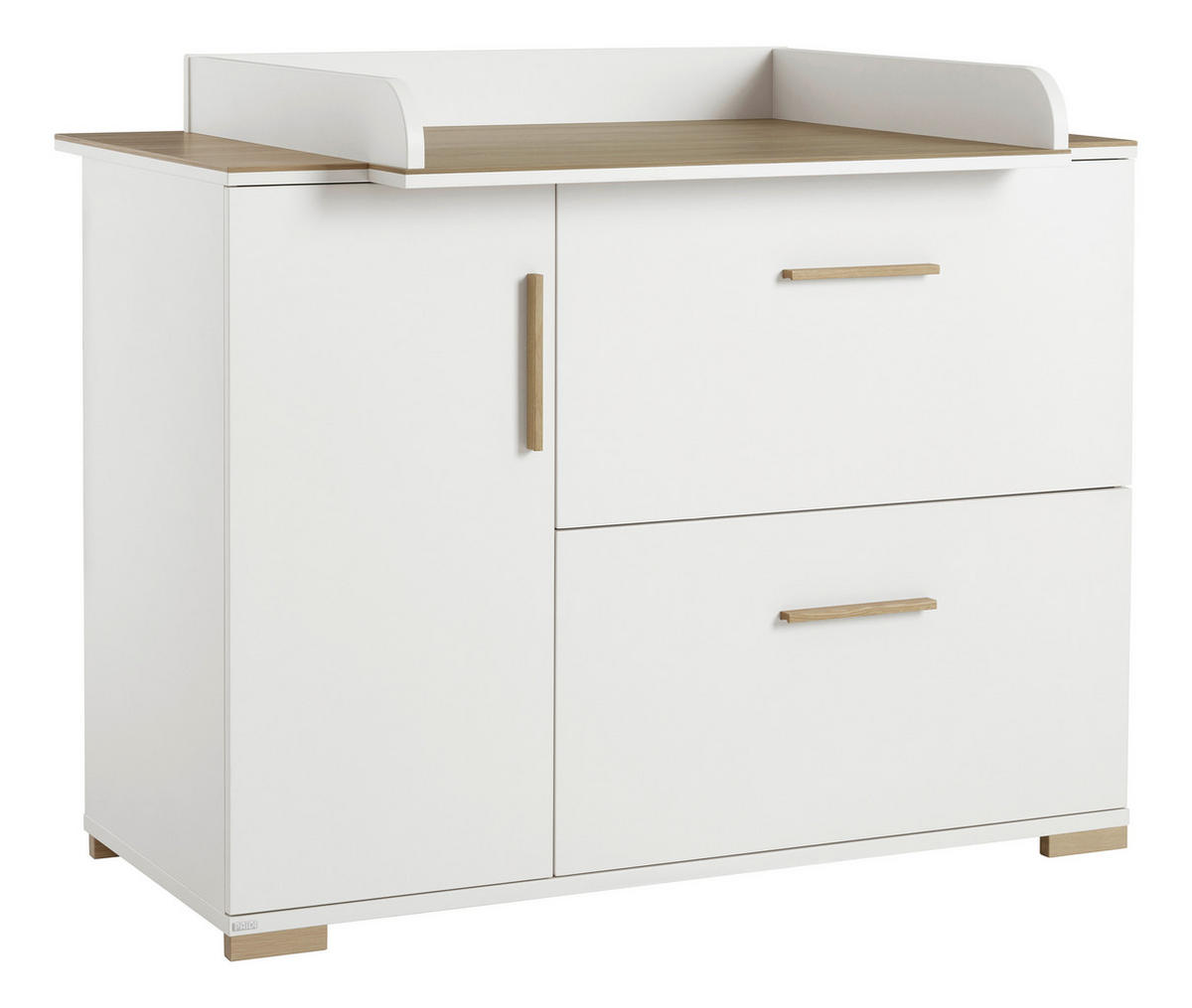 KOMODA ZA PREVIJANJE  Enie  - bijela/boje hrasta, Basics, drvni materijal (123,50/92,10/55,60cm) - Paidi