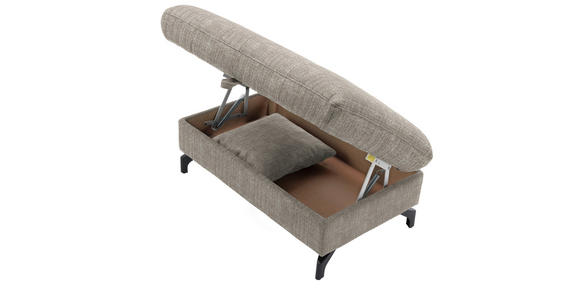 ECKSOFA in Flachgewebe, Leinenoptik Hellbraun 208/247 cm - Hellbraun/Schwarz, Design, Textil/Metall (208/247cm) - Xora
