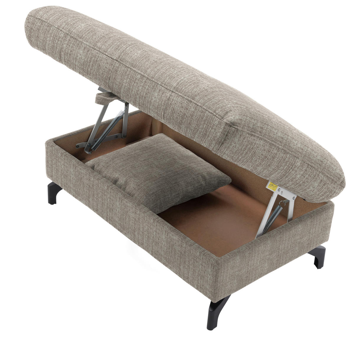 ECKSOFA in Flachgewebe, Leinenoptik Hellbraun  - Hellbraun/Schwarz, Design, Textil/Metall (208/247cm) - Xora