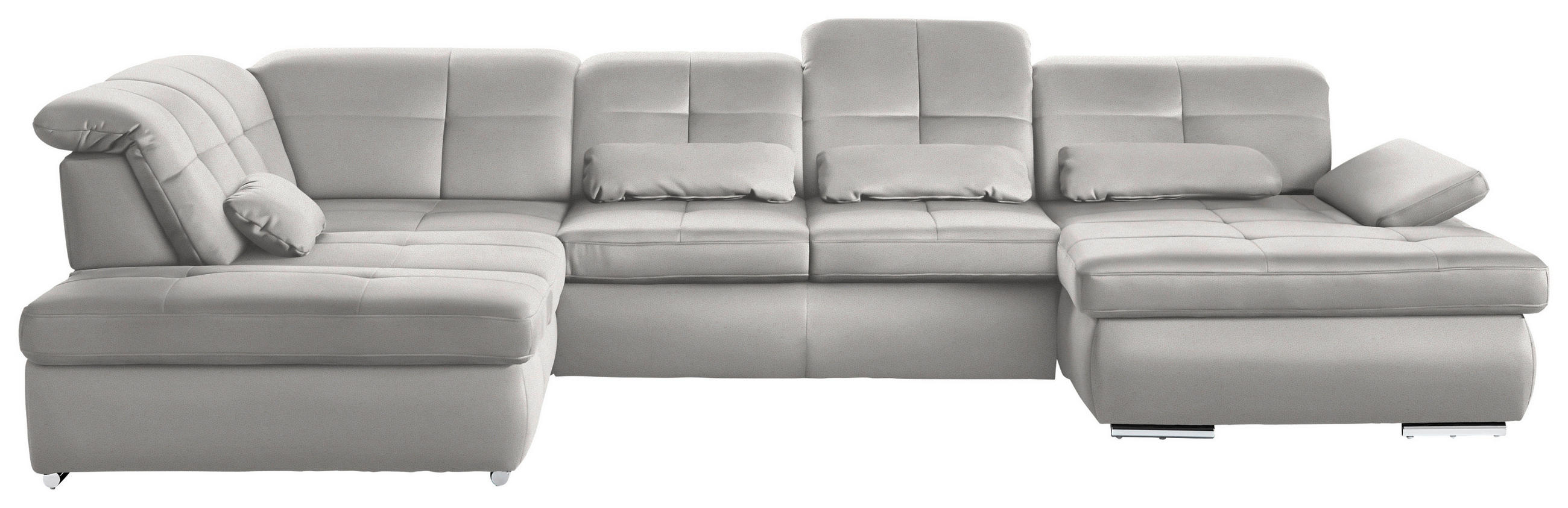 WOHNLANDSCHAFT  in Mikrofaser Creme  - Chromfarben/Creme, Design, Holzwerkstoff/Textil (260/371/195cm) - Beldomo Style