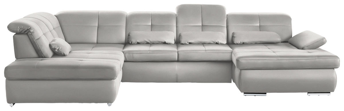 WOHNLANDSCHAFT  in Mikrofaser Creme  - Chromfarben/Creme, Design, Holzwerkstoff/Textil (260/371/195cm) - Beldomo Style