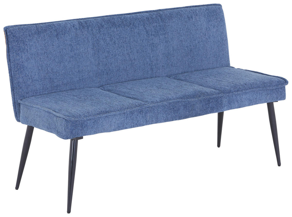 SITZBANK 140/83/62 cm Webstoff, Leinenoptik Blau, Braun  - Blau/Schwarz, MODERN, Textil/Metall (140/83/62cm) - MID.YOU