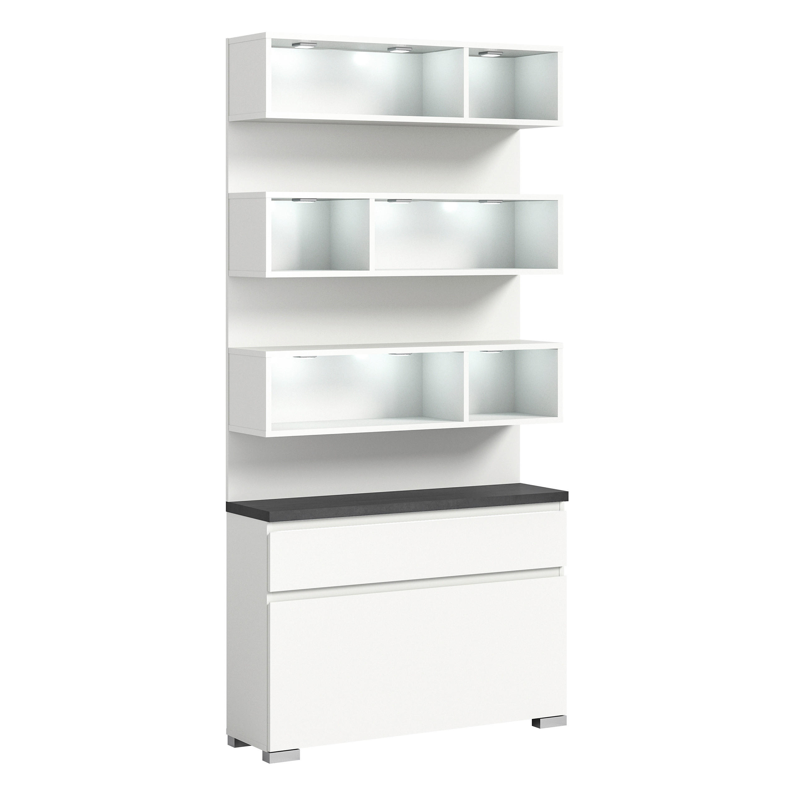 SCHUHSCHRANK  in 95/194/27 cm  - Silberfarben/Weiß, MODERN (95/194/27cm)