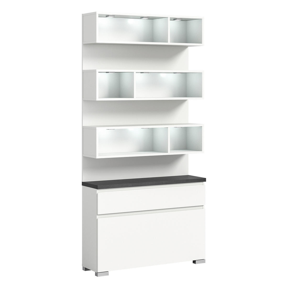 SCHUHSCHRANK  in 95/194/27 cm  - Silberfarben/Weiß, MODERN (95/194/27cm)