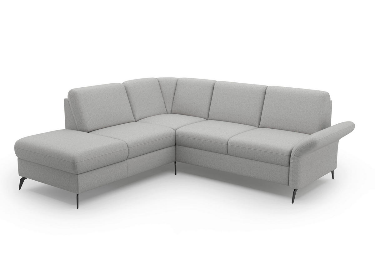 ECKSOFA ROCHELLE E Hellgrau Flachgewebe  - Hellgrau/Schwarz, KONVENTIONELL, Textil/Metall (216/240cm) - Sit & More