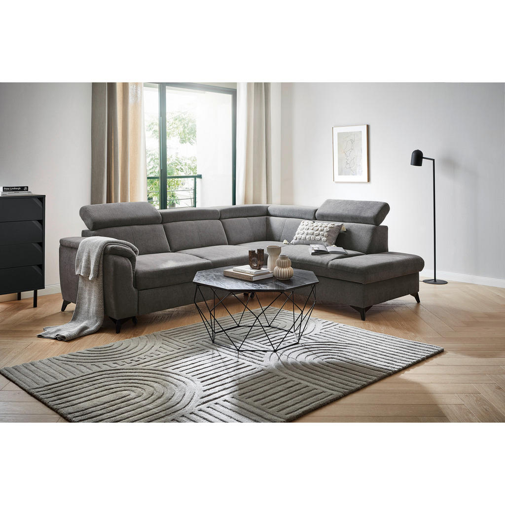Thumbnail - Stylife Ecksofa Prag, Anthrazit, Textil, 5-Sitzer, Ottomane rechts, L-Form, 260x203 cm, Bettkasten erhältlich, Stoffausw...