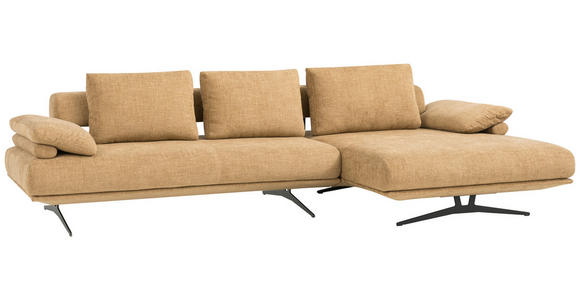 ECKSOFA in Chenille Honig 334/168 cm - Schwarz/Honig, Design, Textil/Metall (334/168cm) - Dieter Knoll