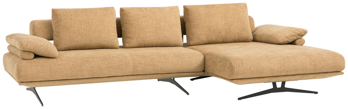 ECKSOFA in Chenille Honig  - Schwarz/Honig, Design, Textil/Metall (334/168cm) - Dieter Knoll