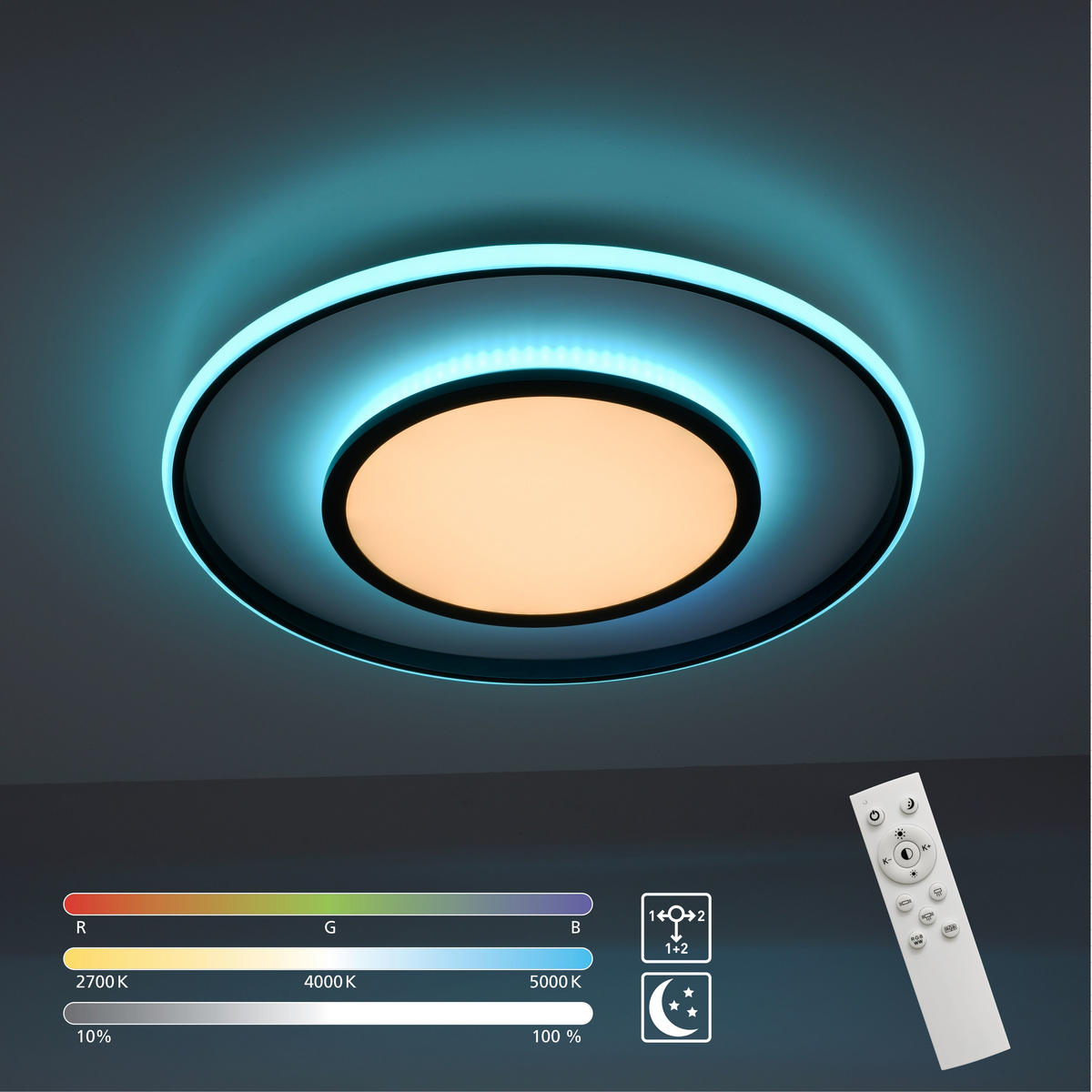 LED-DECKENLEUCHTE 60/10 cm   - Schwarz, Design, Kunststoff/Metall (60/10cm)