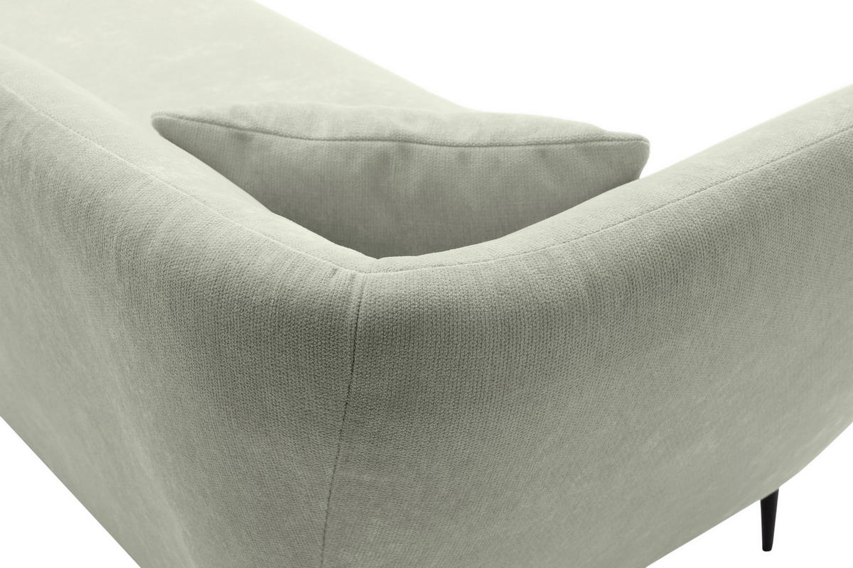 RÉCAMIERE Salbeigrün Chenille Zierkissen, Rücken echt  - Salbeigrün/Schwarz, KONVENTIONELL, Textil/Metall (224/70/97cm) - Hom`in