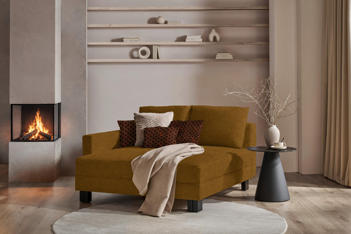 LIEGE  in Velours Messingfarben  - Eiche dunkel/Messingfarben, MODERN, Holz/Textil (137/72/155cm) - Joka