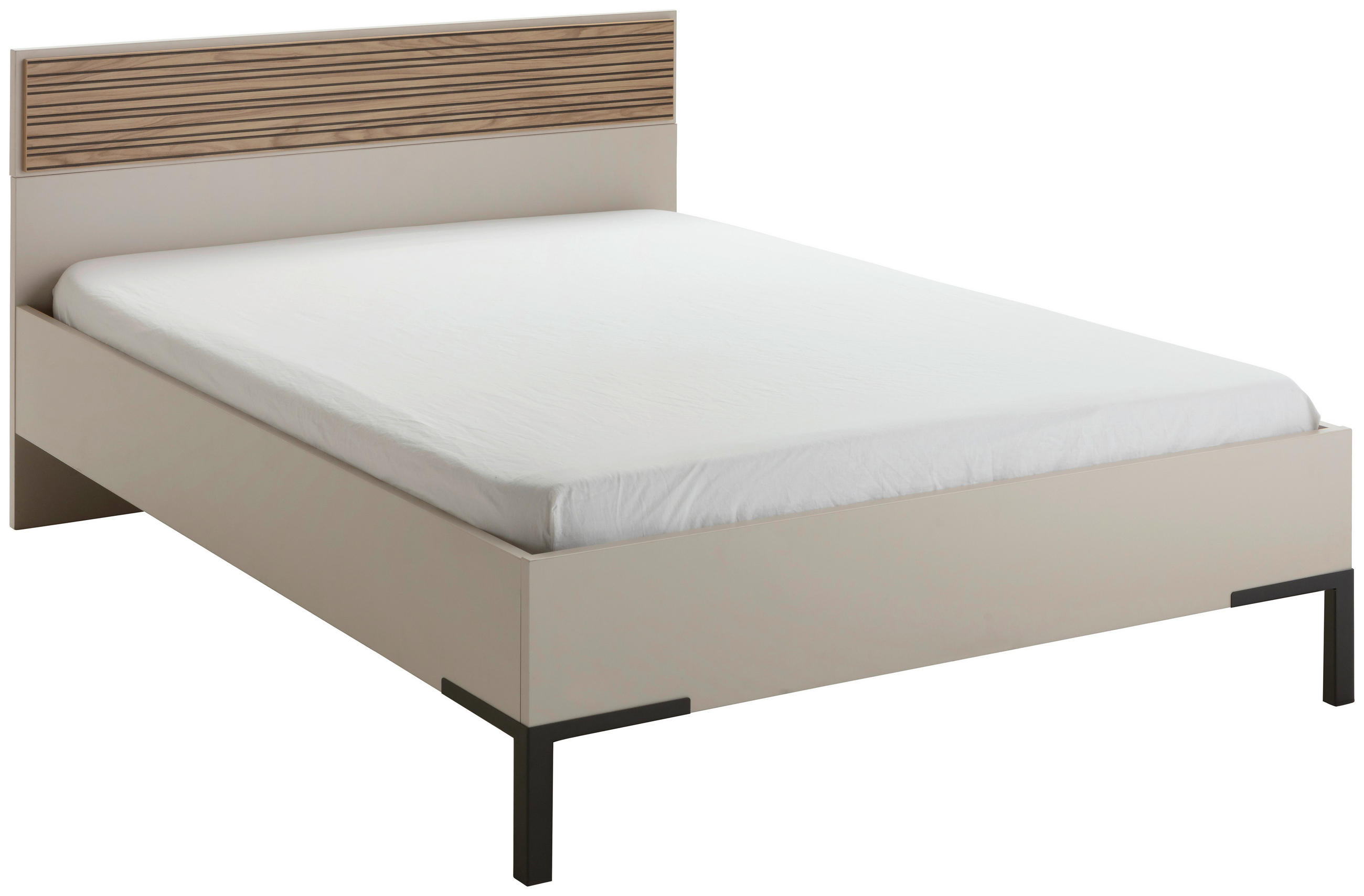 POSTELJA 120 cm x 200 cm , leseni material barve hrasta, bež - barve hrasta/bež, Moderno, kovina/leseni material (120/200cm) - Xora