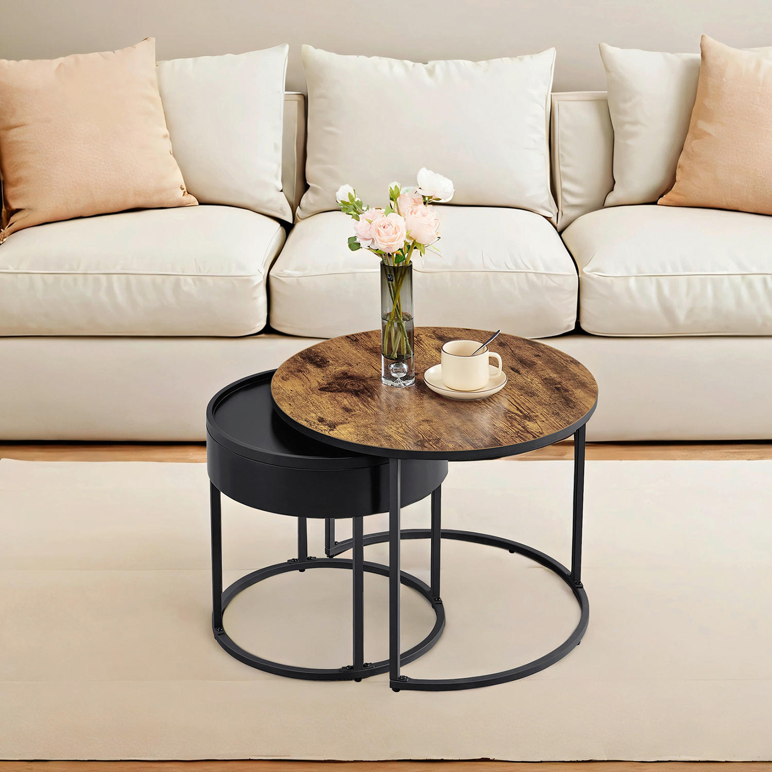 COUCHTISCH 60/60/45 cm Braun, Schwarz  - Schwarz/Braun, MODERN, Holzwerkstoff/Metall (60/60/45cm) - MID.YOU