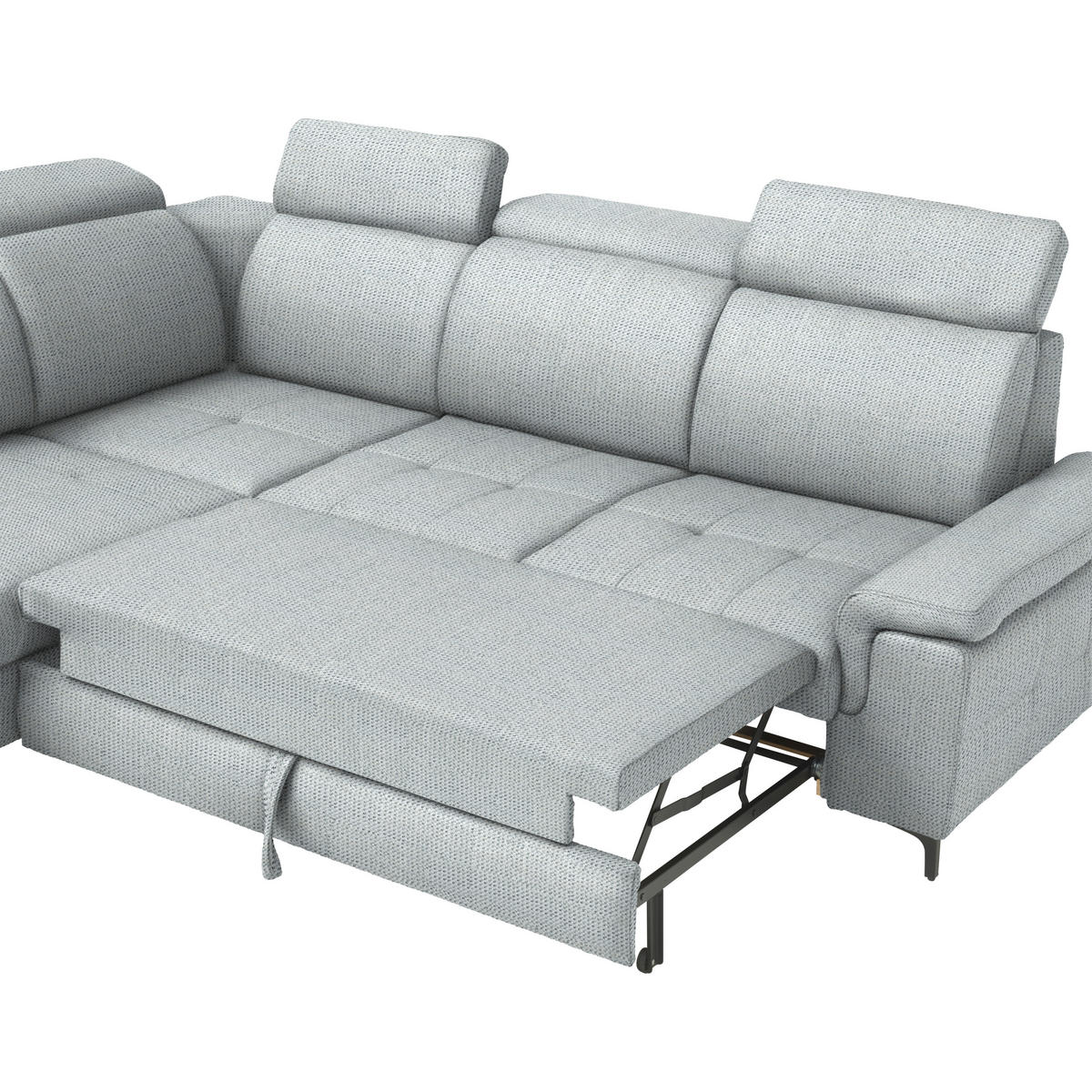 ECKSOFA Struktur Grauweiss  - Schwarz/Grauweiss, Design, Textil/Metall (270/292cm) - Stylife
