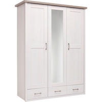 KLEIDERSCHRANK 148/201/62 cm,  in Braun, Weiß, Pinienfarben, 3 Tür(en)  - Graphitfarben/Weiß, LIFESTYLE, Holzwerkstoff/Metall (148/201/62cm) - Carryhome