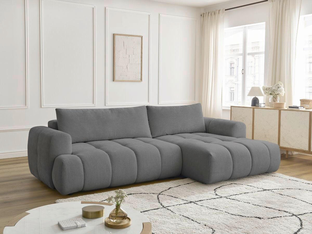ECKSCHLAFSOFA FUJI Leinenoptik Dunkelgrau  inkl.  - Dunkelgrau/Schwarz, MODERN, Kunststoff/Textil (292/160cm)