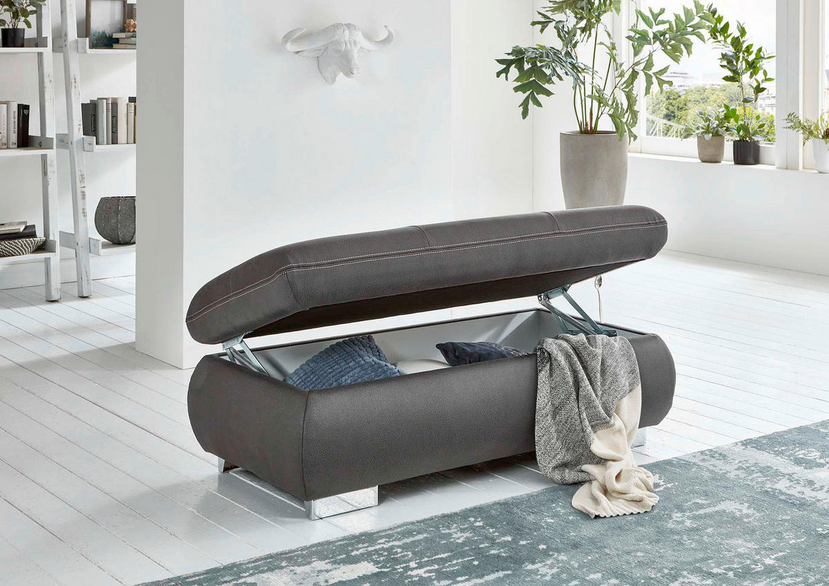 ECKSOFA Dunkelgrau Mikrofaser  - Dunkelgrau/Beige, Design, Textil/Metall (318/260cm) - Beldomo Speed