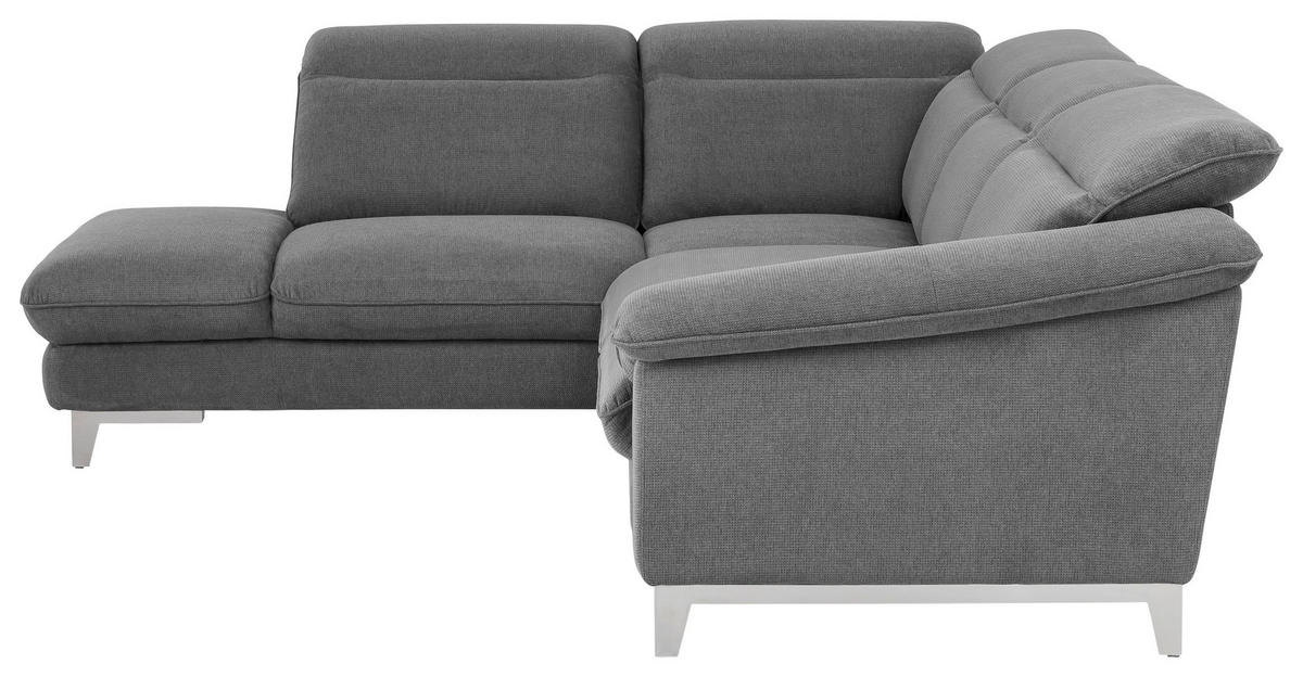 ECKSOFA in Chenille Dunkelgrau  - Chromfarben/Dunkelgrau, Design, Textil/Metall (232/293cm) - Livetastic
