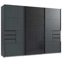 SCHWEBETÜRENSCHRANK in Graphitfarben, Schwarz  - Schwarz/Graphitfarben, Design, Glas/Holzwerkstoff (270/208/64cm) - Carryhome