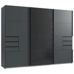 SCHWEBETÜRENSCHRANK  in Graphitfarben, Schwarz  - Schwarz/Graphitfarben, Design, Glas/Holzwerkstoff (270/208/64cm) - Carryhome
