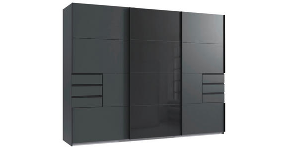 SCHWEBETÜRENSCHRANK  in Graphitfarben, Schwarz  - Schwarz/Graphitfarben, Design, Glas/Holzwerkstoff (270/208/64cm) - Carryhome