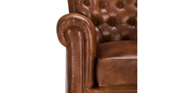SESSEL in Echtleder Braun  - Braun, LIFESTYLE, Leder/Holz (84/88/83cm) - Landscape