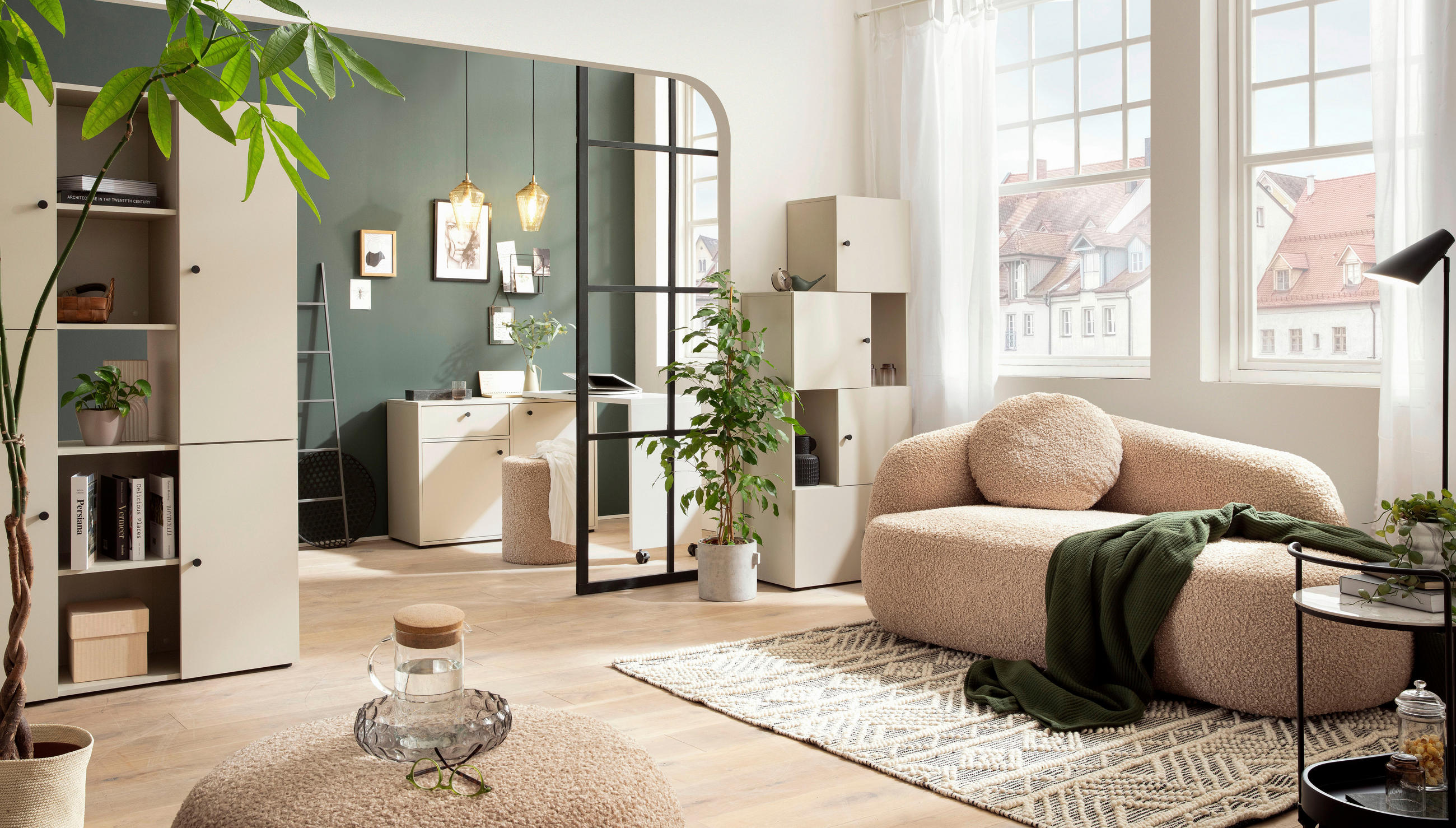 SCHREIBTISCHKOMBINATION  in Beige  - Beige, Design, Holzwerkstoff (104,6/75,3/39cm) - MID.YOU