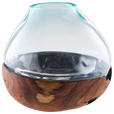 VASE 40 cm  - Klar/Teakfarben, LIFESTYLE, Glas/Holz (45/40cm) - Ambia Home