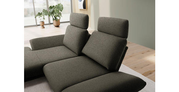 ECKSOFA  in Flachgewebe Braun Rücken echt, Armteilverstellung, Drehsitzfunktion  155/234 cm  - Schwarz/Braun, Design, Textil/Metall (155/234cm) - Dieter Knoll